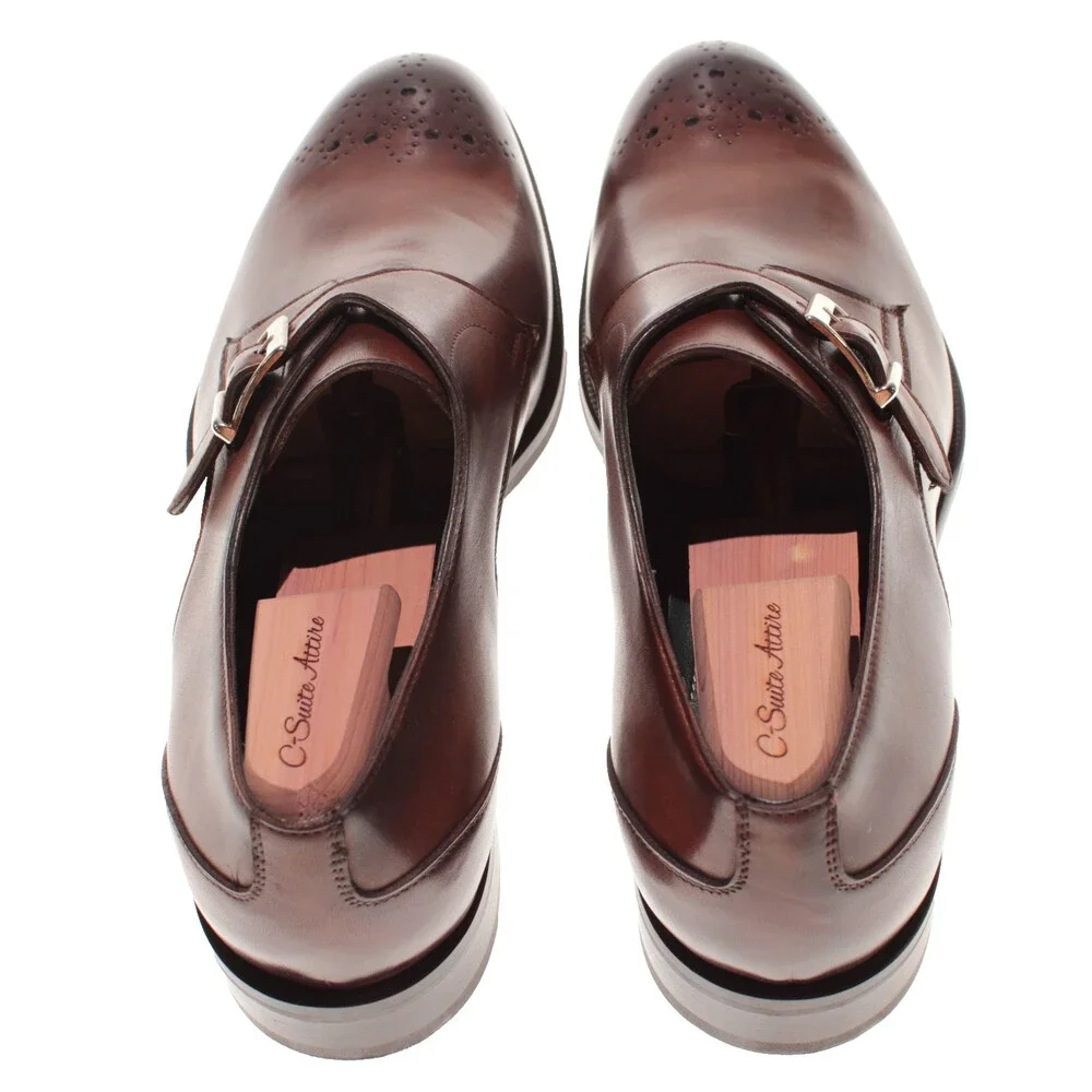 Pastori NWB Single Monk Strap Dress Shoes Size 12 US in Brown Leather